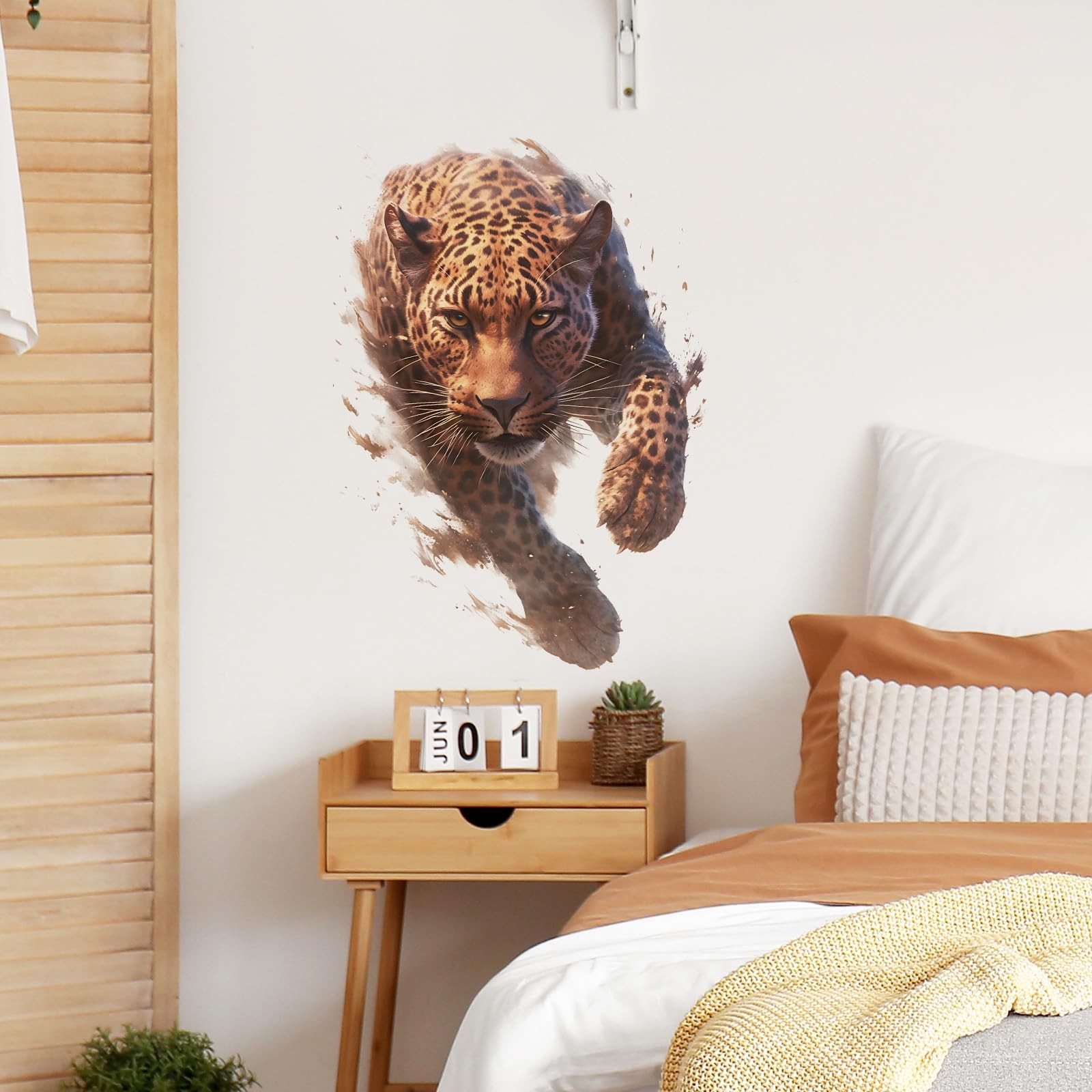 Running Leopard Wall Decals Removable Animal Vinyl Stickers for Nursery Livin…