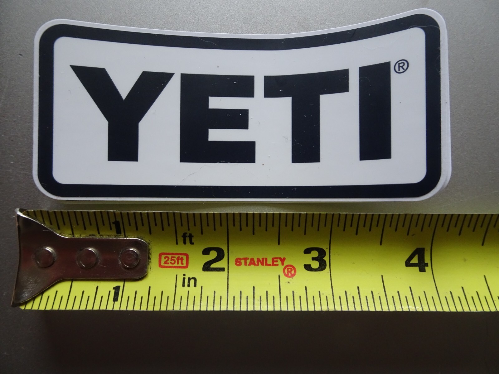 Authentic YETI Decal Sticker White Navy Black 4" x 1.75"
