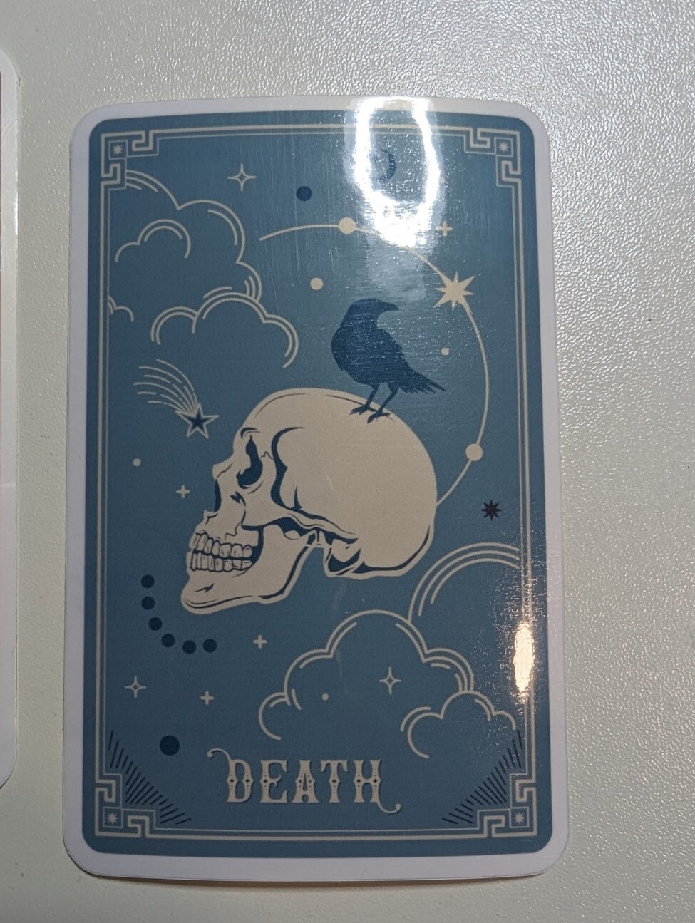 DEATH tarot 'card' blue die-cut printed vinyl sticker