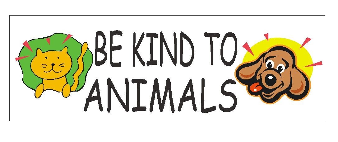 Be Kind To Animals Bumper Sticker or Helmet Sticker D395 CATS Dogs PETS