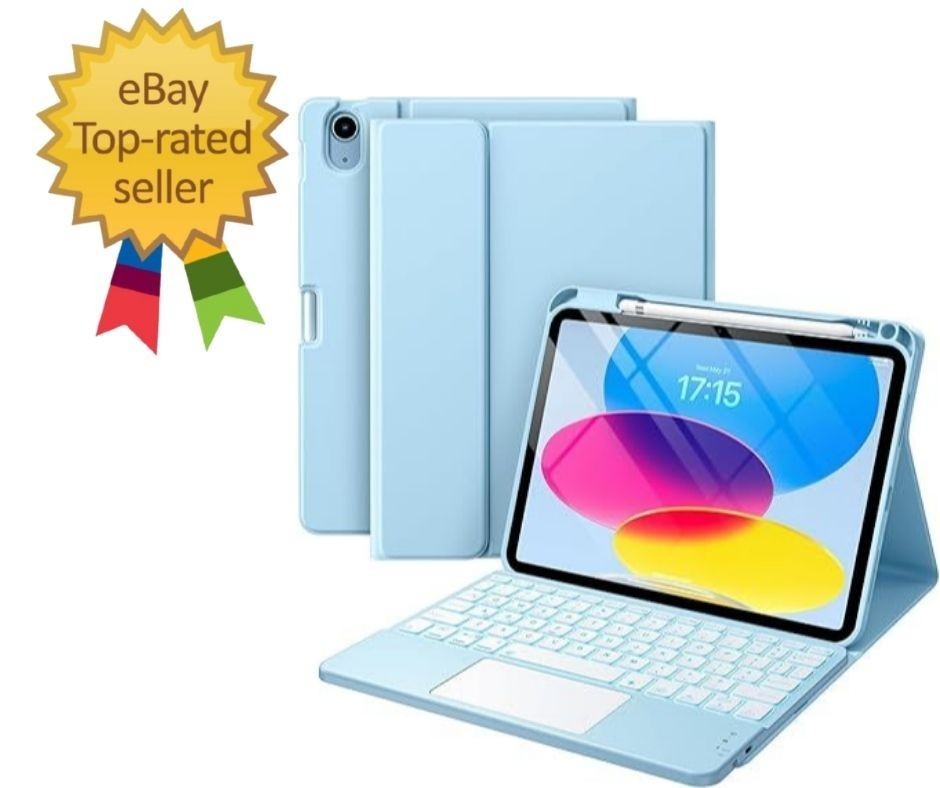 Compatible for iPad 11th 10th Generation Case with Keyboard, Sky-Blue