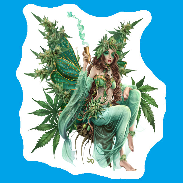 Stoner Fairy Weatherproof Vinyl Sticker Marijuana Weed 420 Fairy Gift Fairycore