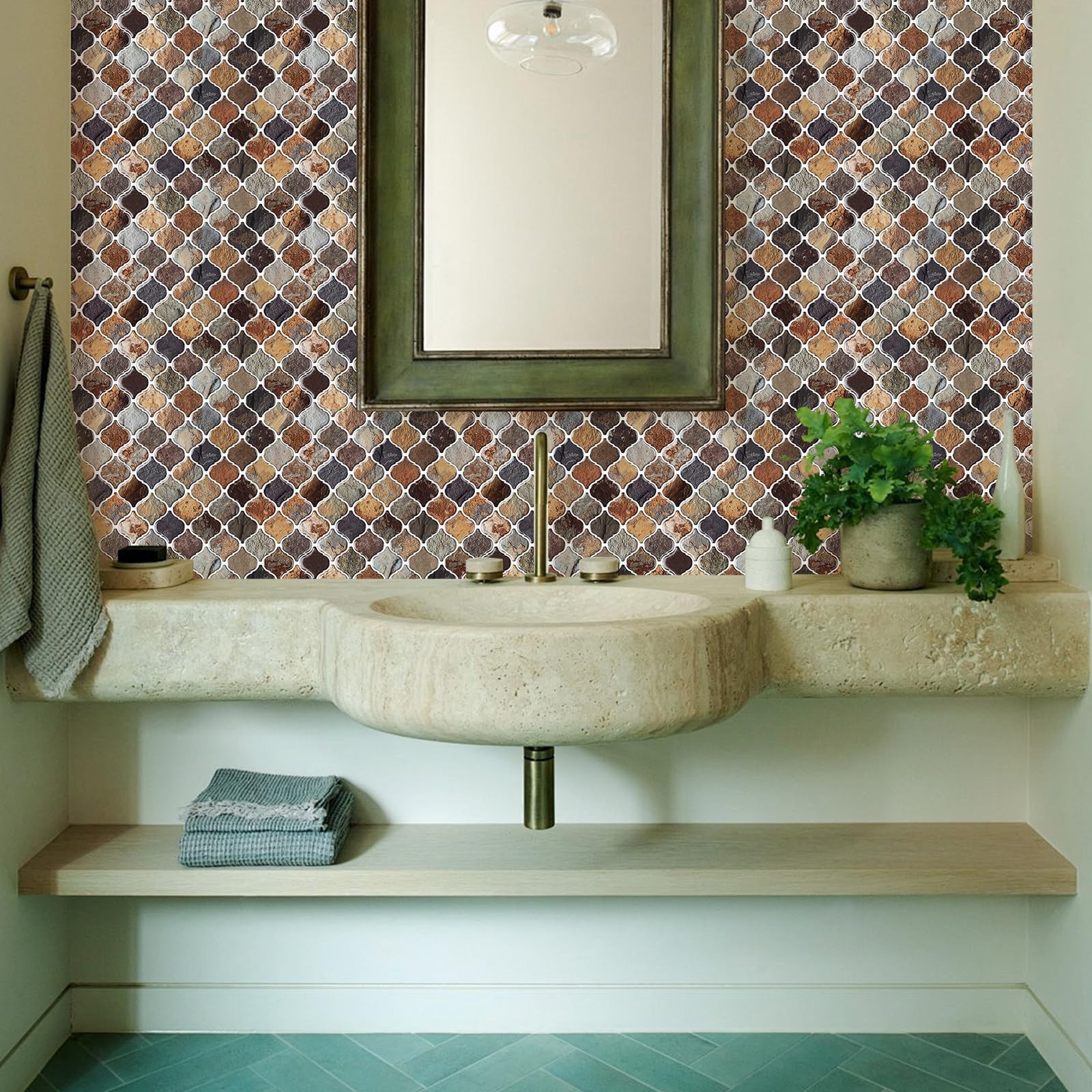 Arabesque Peel and Stick Backsplash, 12”X12” Backsplash Tile for Kitchen Peel…