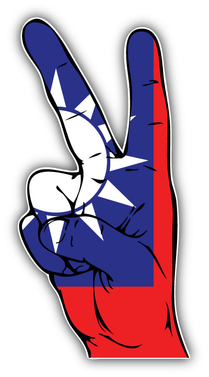 Taiwan Flag Hand Peace Sign Car Bumper Sticker Decal
