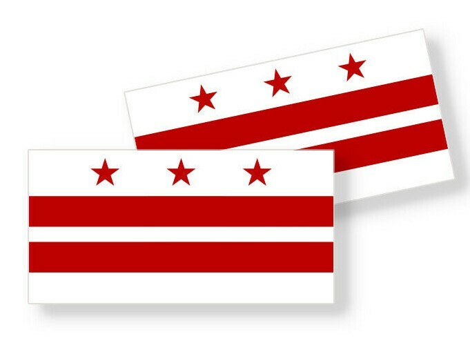 Washington D.C. Flag – Set of 4 Vinyl Sticker / Adhesive Decals Various Sizes