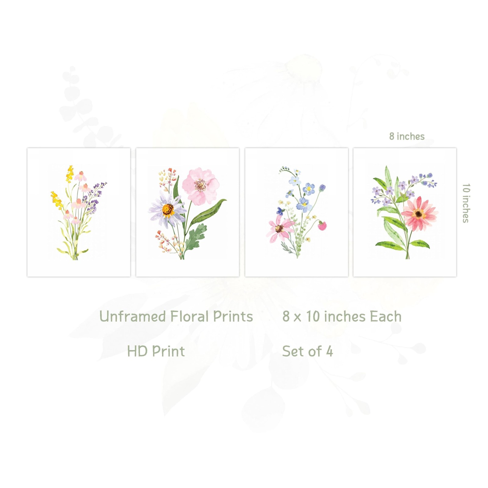 AIOAIFUT 8×10 Unframed Floral Wall Art Prints, Watercolor Wildflower Pictures…