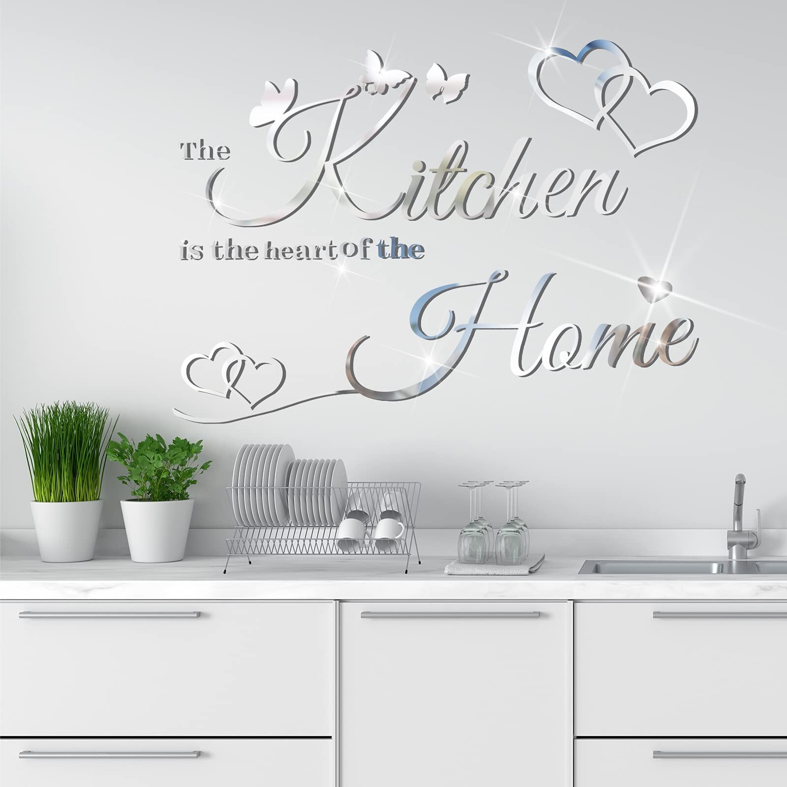 Outus 3D Acrylic Mirror Wall Decor Stickers Removable Kitchen Mirror Wall Dec…