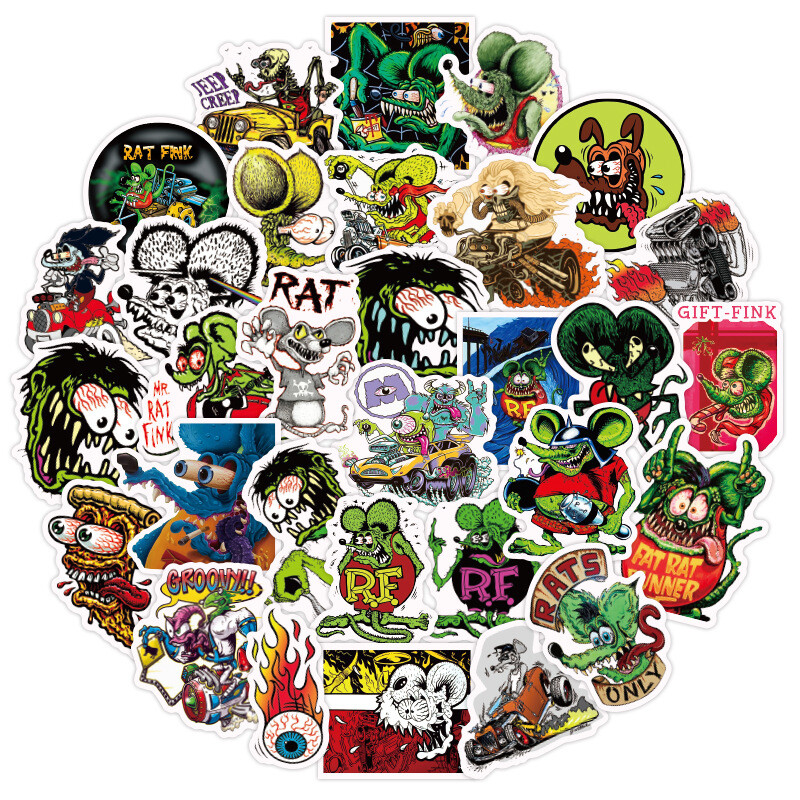 100Pcs RAT FINK Sticker for Adults Teens Girls Scrapbooking Water Bottles