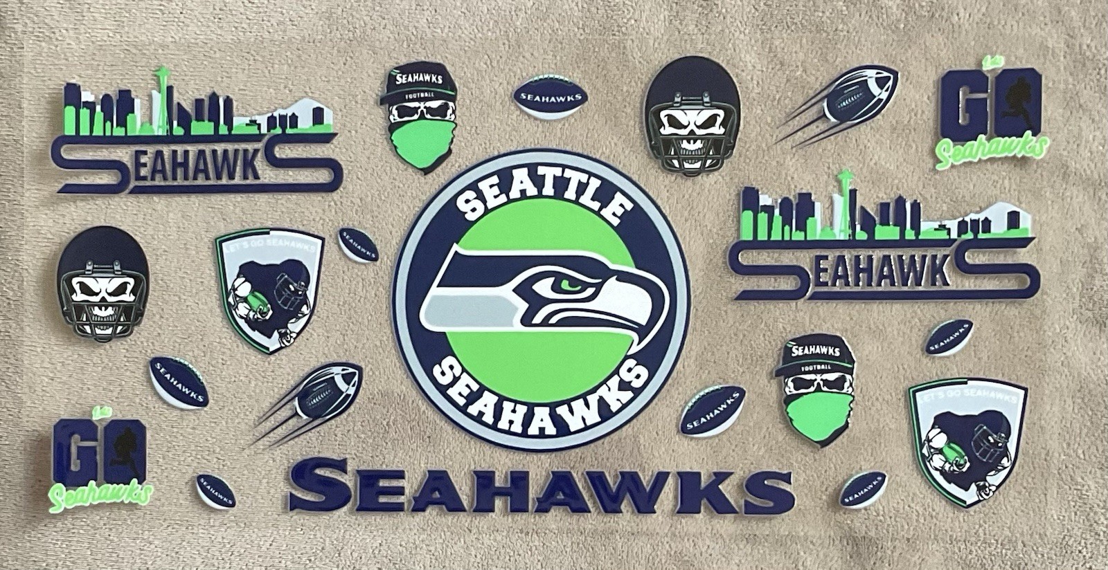 SEATTLE Football Team UV DTF Transfer Sticker Cup Wrap DIY Cups Glasses Bottles