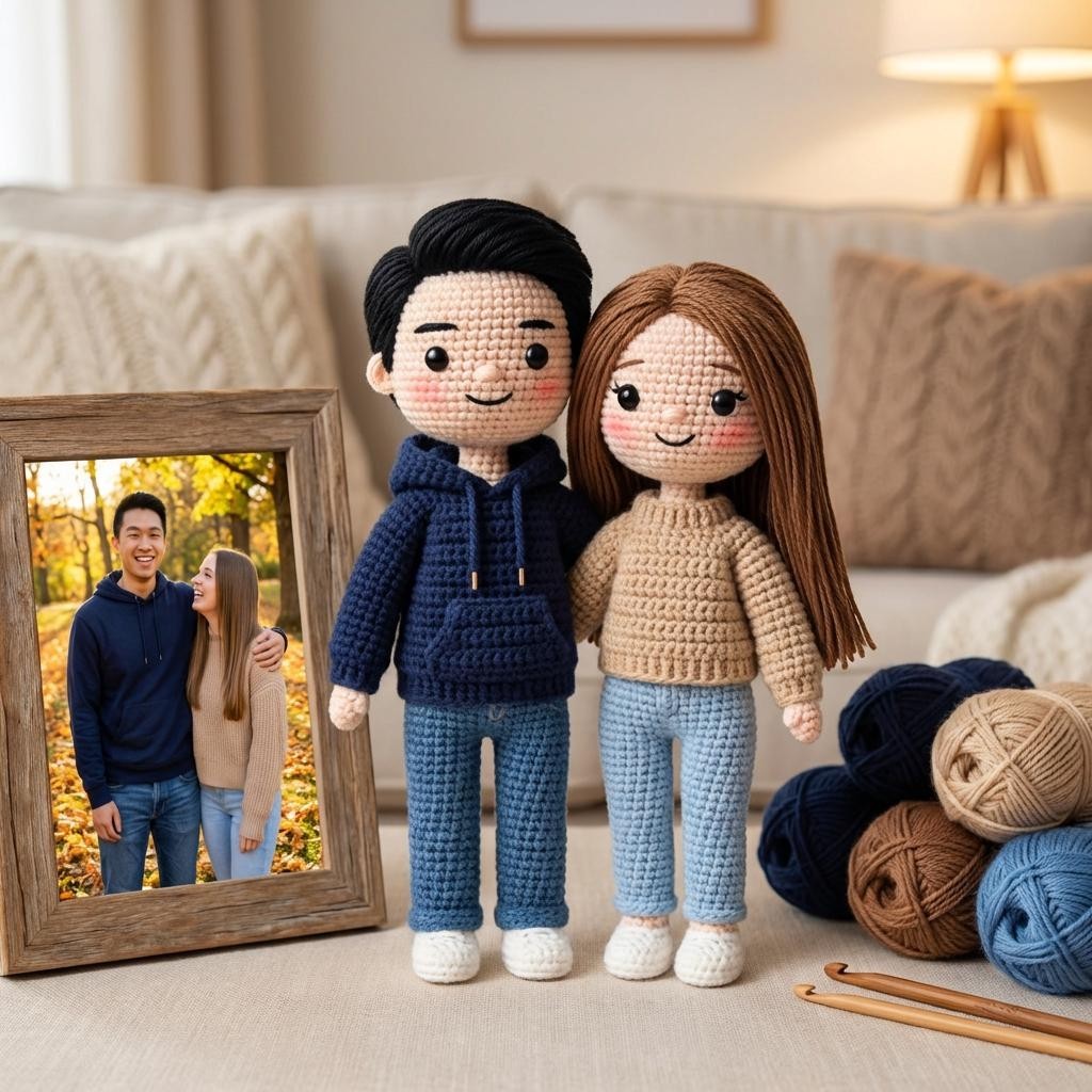 Custom Family Portrait Crochet Doll Personalized Amigurumi Gift
