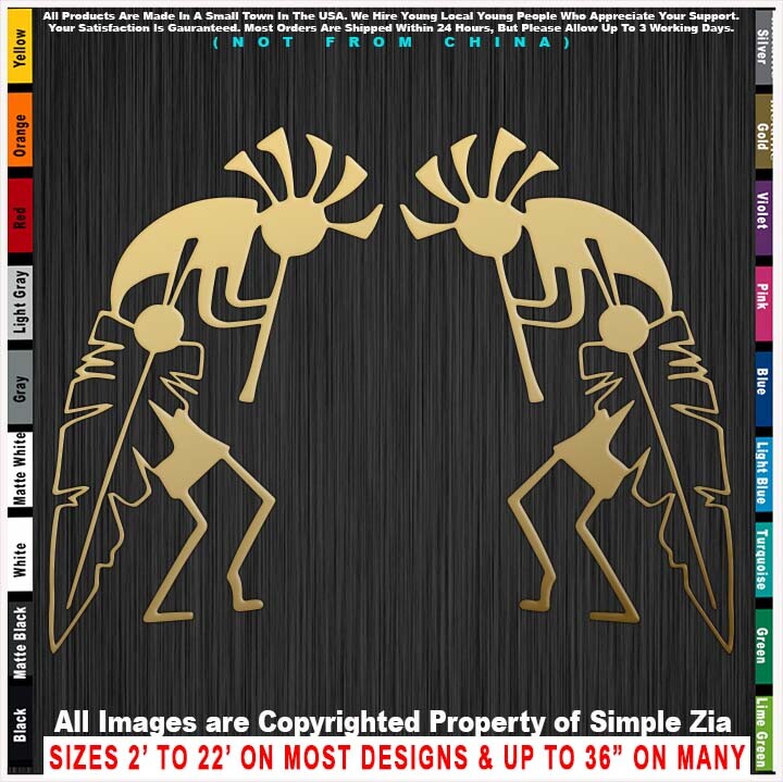 Kokopelli 2 Kokopellis with Feather Navajo Pueblo Hopi Zuni Sticker Decal