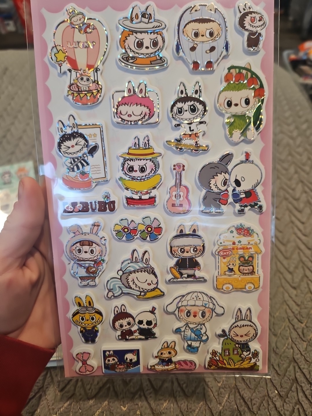 EVA Fashion 2D Foam Labubu Stickers LOT of 3 Different Designs NEW Holographic