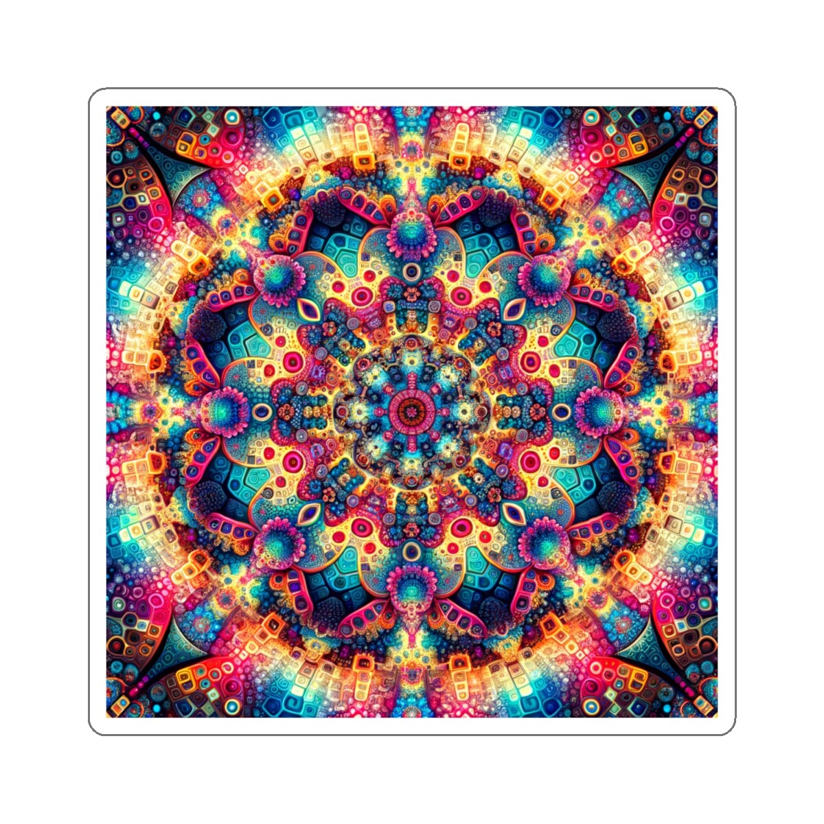 Sticker Psychedelic Kaleidoscope Trippy DMT Fractal Tie Dye 2×2" 3×3" 4×4" 6×6"