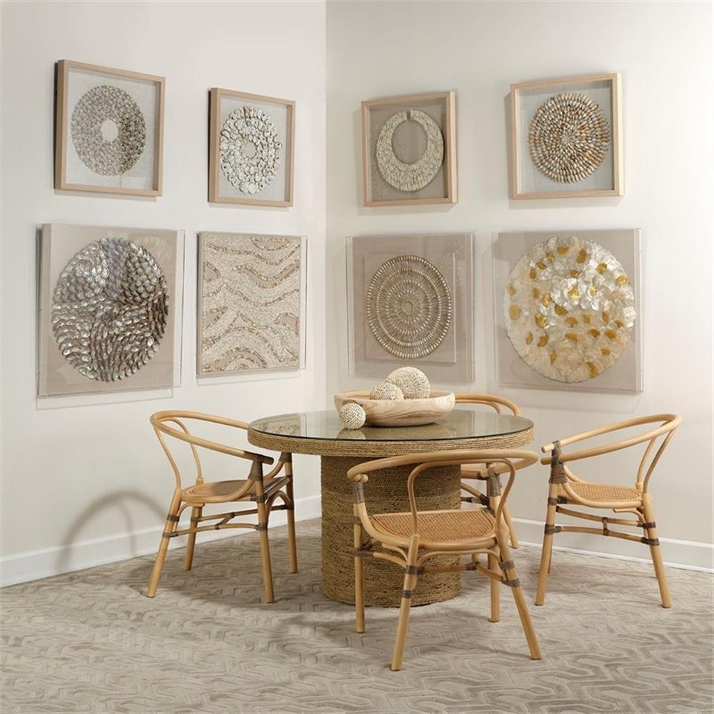 Maklaine Contemporary Shell-Patterned Framed Coastal Wall Art in White