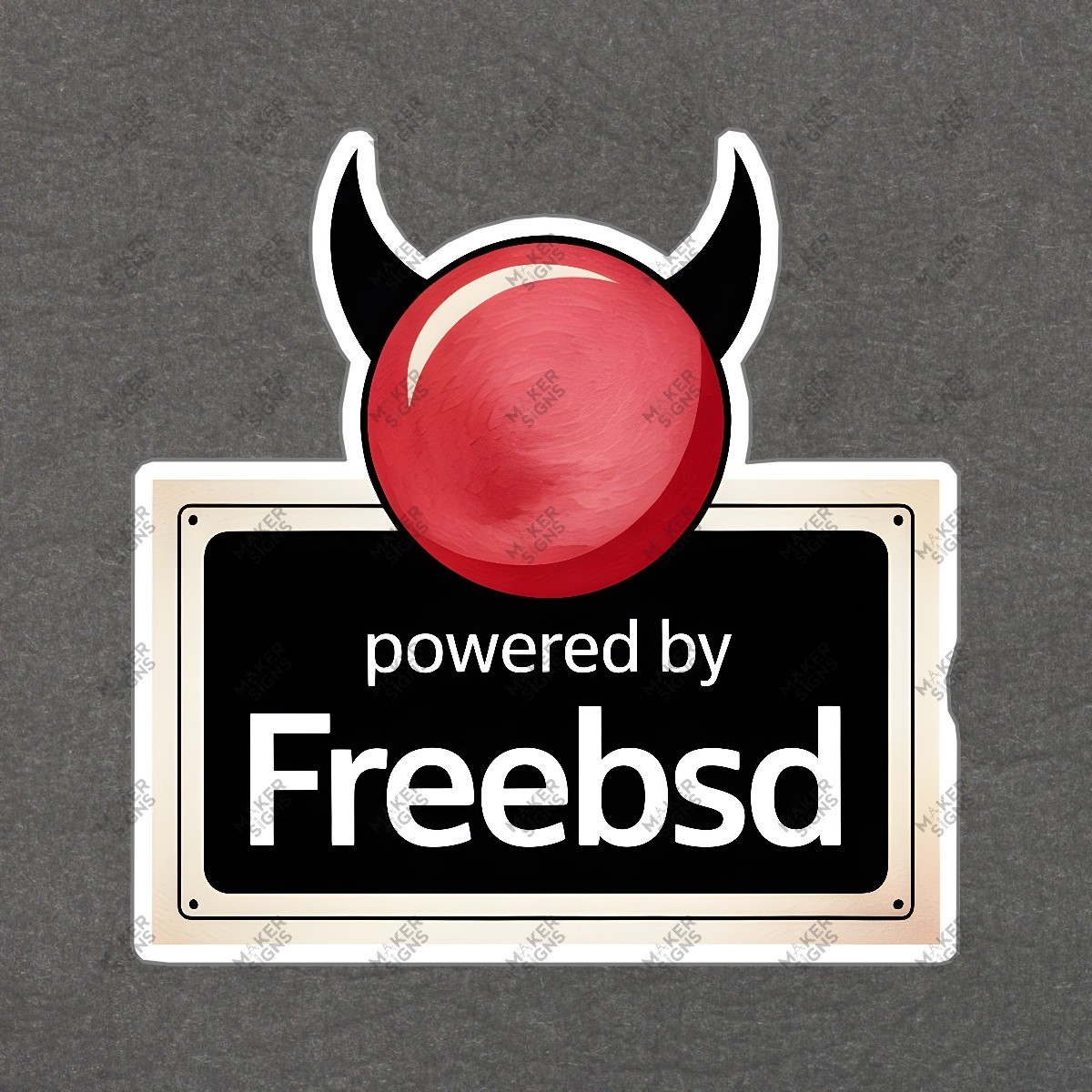 FreeBSD Powered Sign Cartoon Devil Logo Unix like Operating System #7719