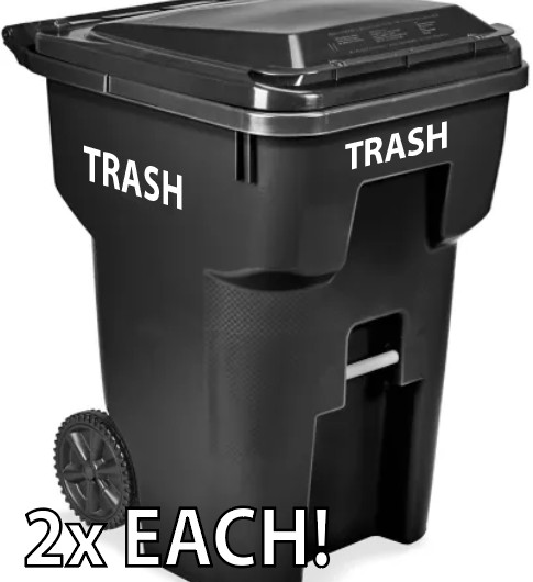 RECYCLE and TRASH Bin Die Cut Stickers Label Recycle Can Decals 4 for 1