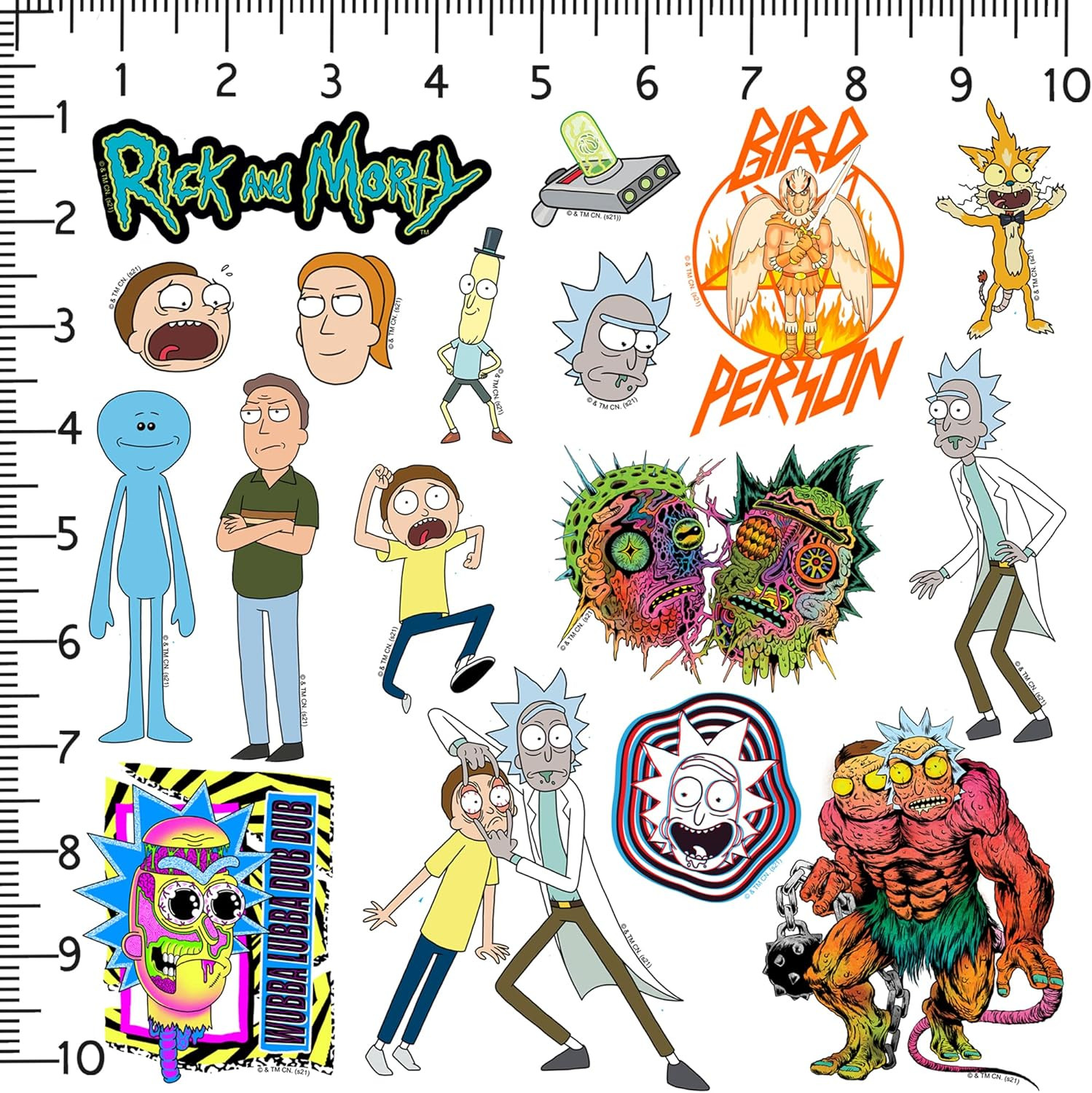 Rick and Morty Sticker Pack Die Cut Vinyl Large Deluxe Stickers Variety Pack – L