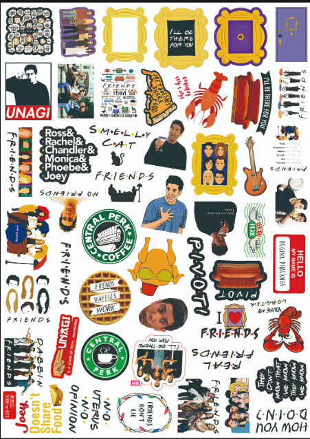 100Pcs Friends Cartoon Sticker for Adults Teens Girls Scrapbooking Water Bottles