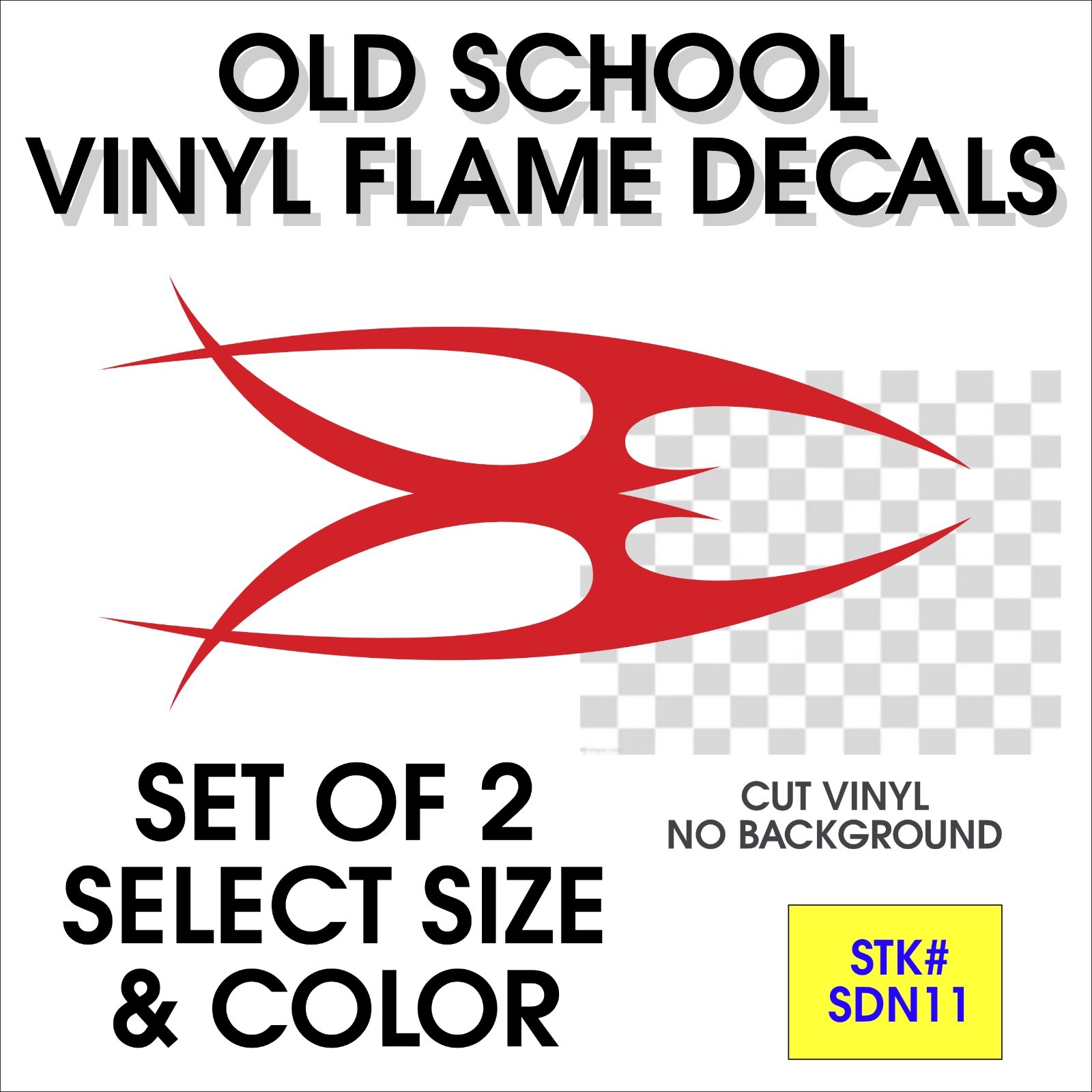 Old School Vinyl Flame Decals / Pinstripe ( set of 2 ) – STK# SDN11