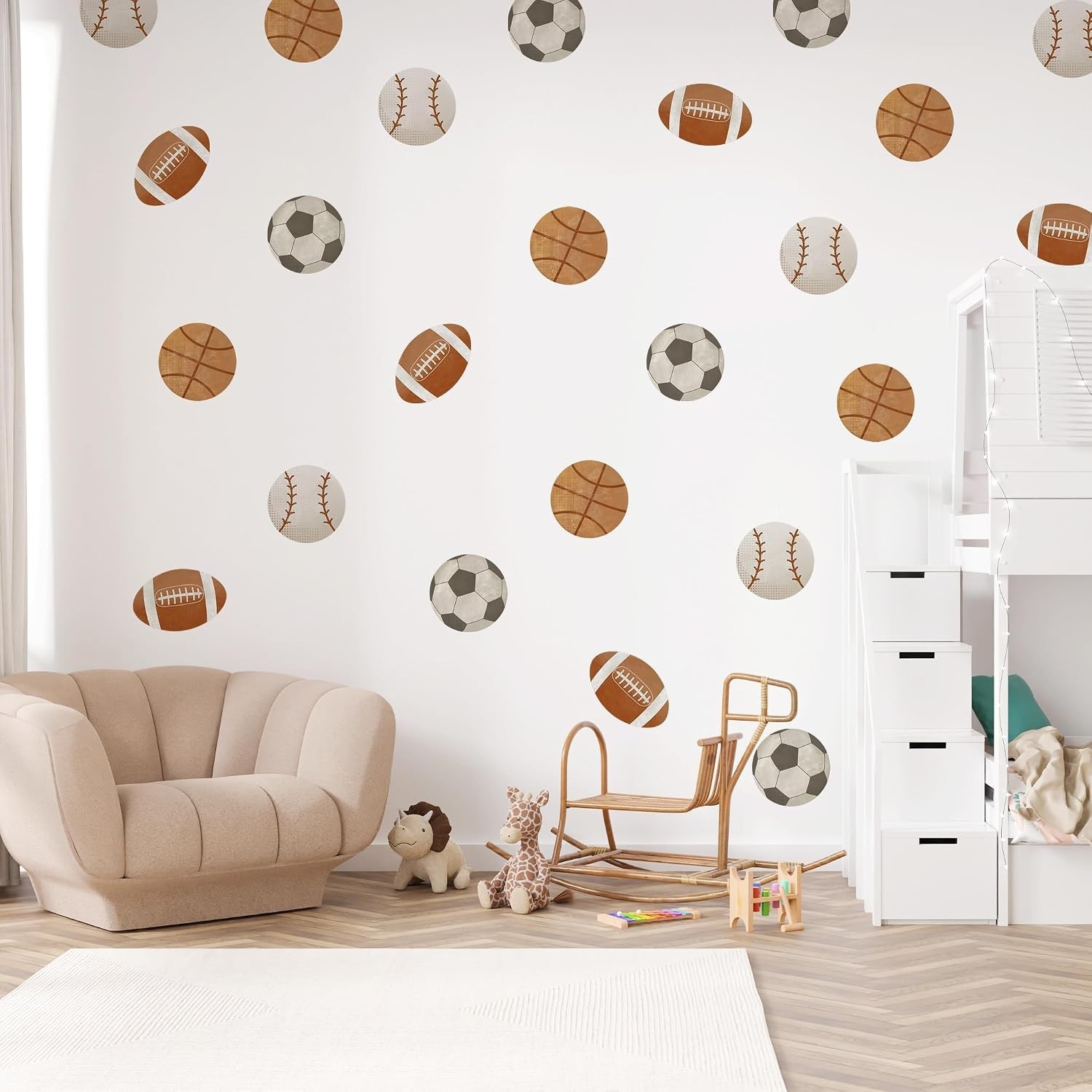 Sports Balls Wall Decal Football Basketball Soccer Rugby Baseball Kids Room D…