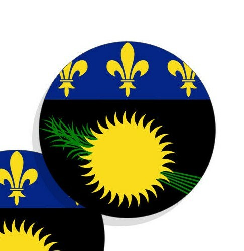 Guadelupe Flag Stickers Flag Decals Vinyl Round Indoor Outdoor Circles 4 pack