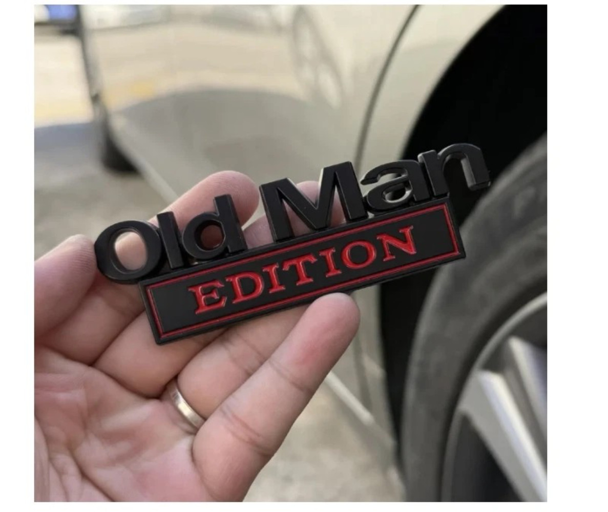 2pcs Old Man Edition Car Emblem 3D Metal Sticker Badge–New Funny Edition Decal