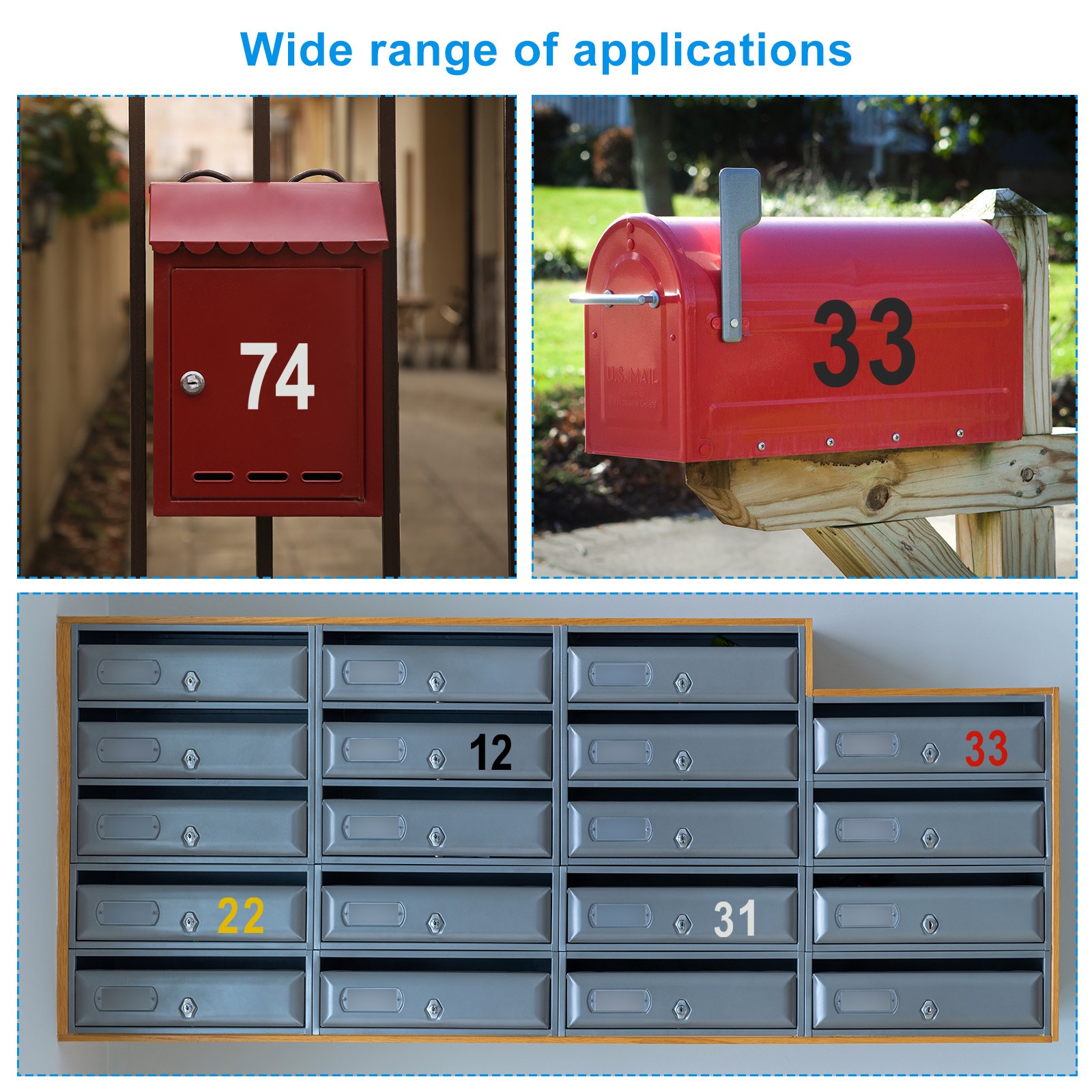 1Pcs Reflective Mailbox Number Sticker 4 Inch Strong Self Adhesive, Red