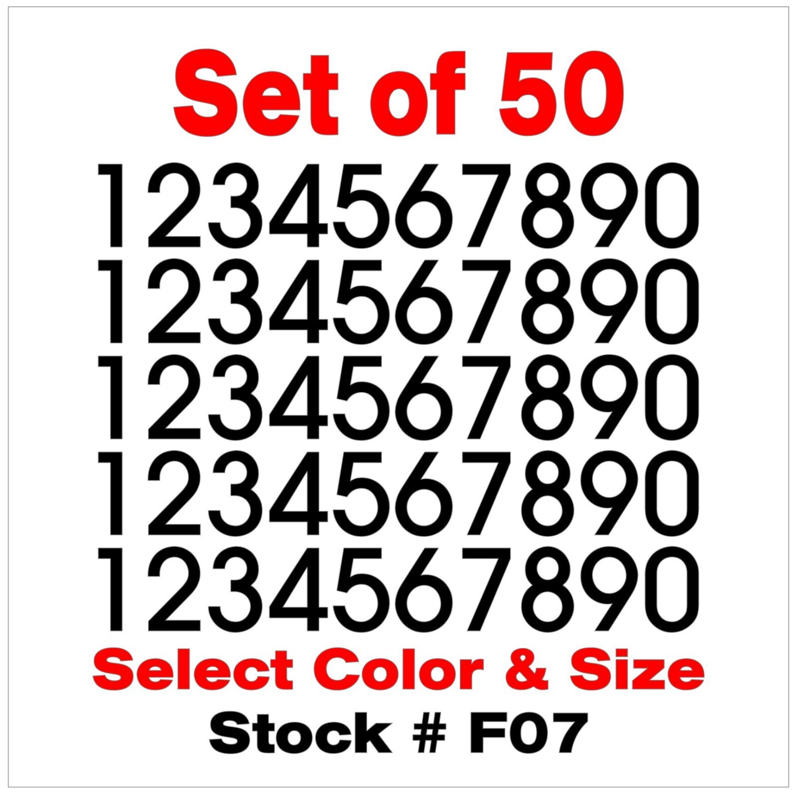 0 9 Numbers Vinyl Sticker Decals Outdoor Quality Many Uses – Set of 50 STK#F07