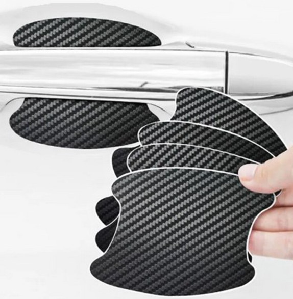 4PCS Carbon Fiber Door Handle Car Stickers Decal Protector Film Anti Scratch