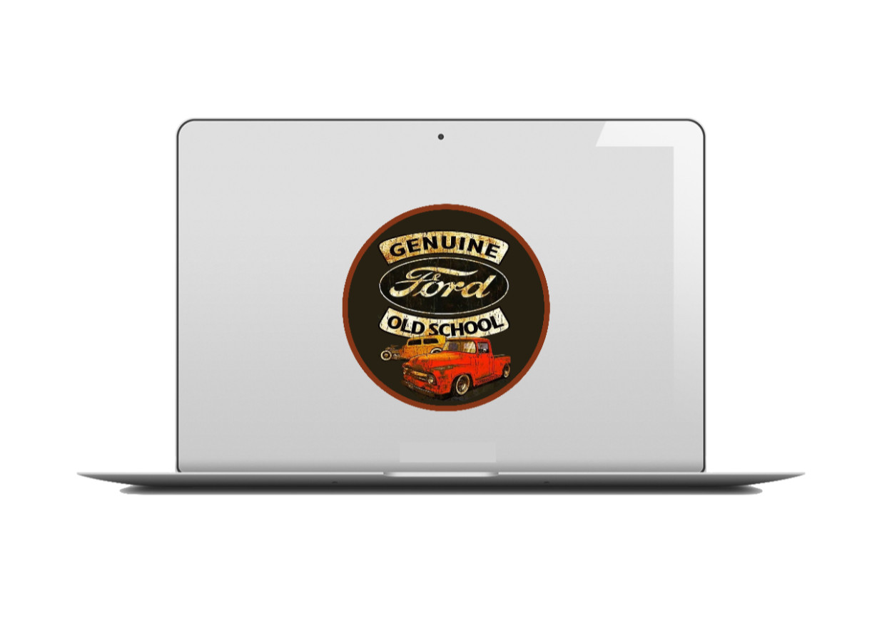 Car Classics "Ford Old School" – 4" Handmade Vinyl Decal Cooler Vehicle Laptop