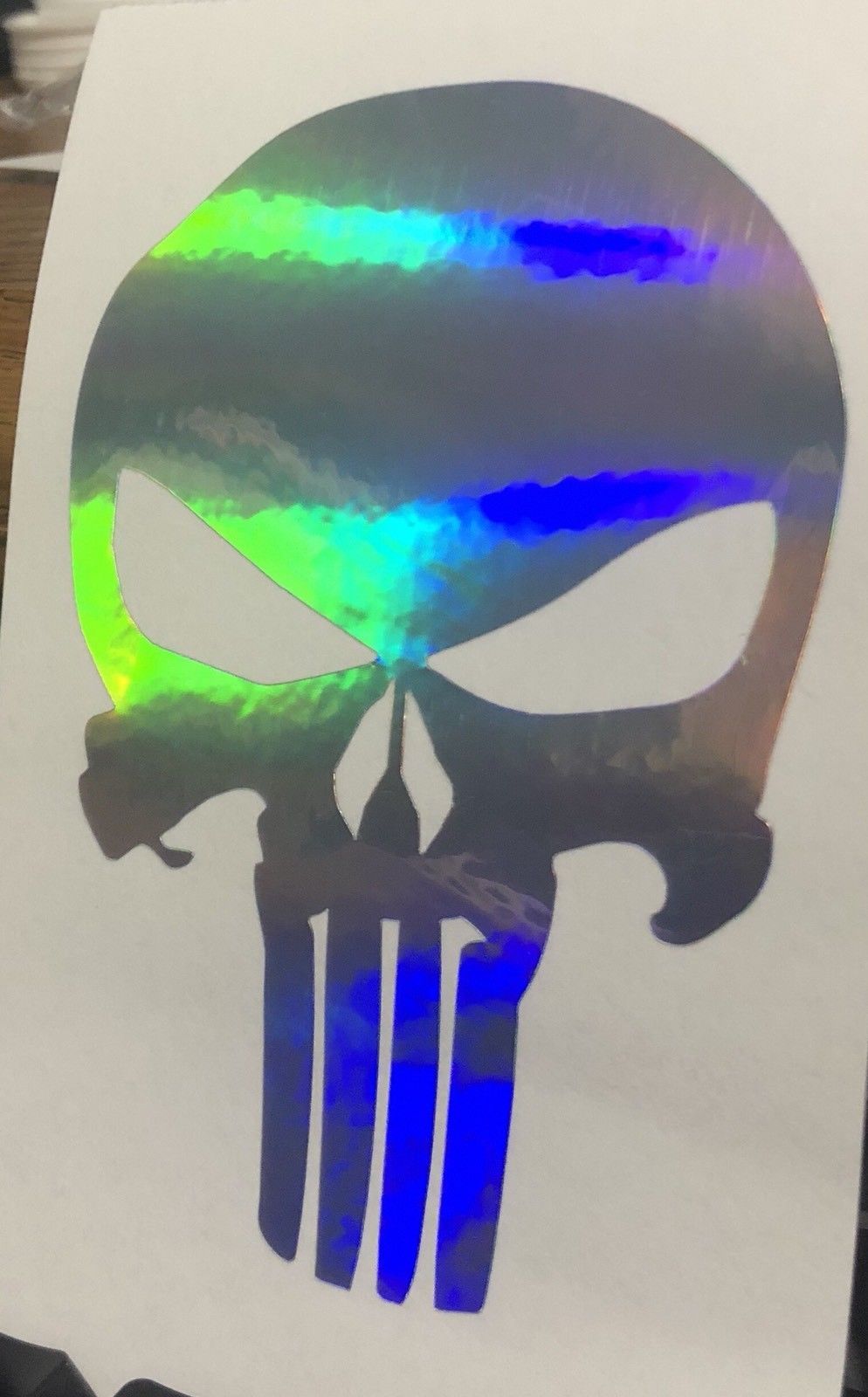 2 Punisher Decals Punisher Skull Military Holographic Oil Slick