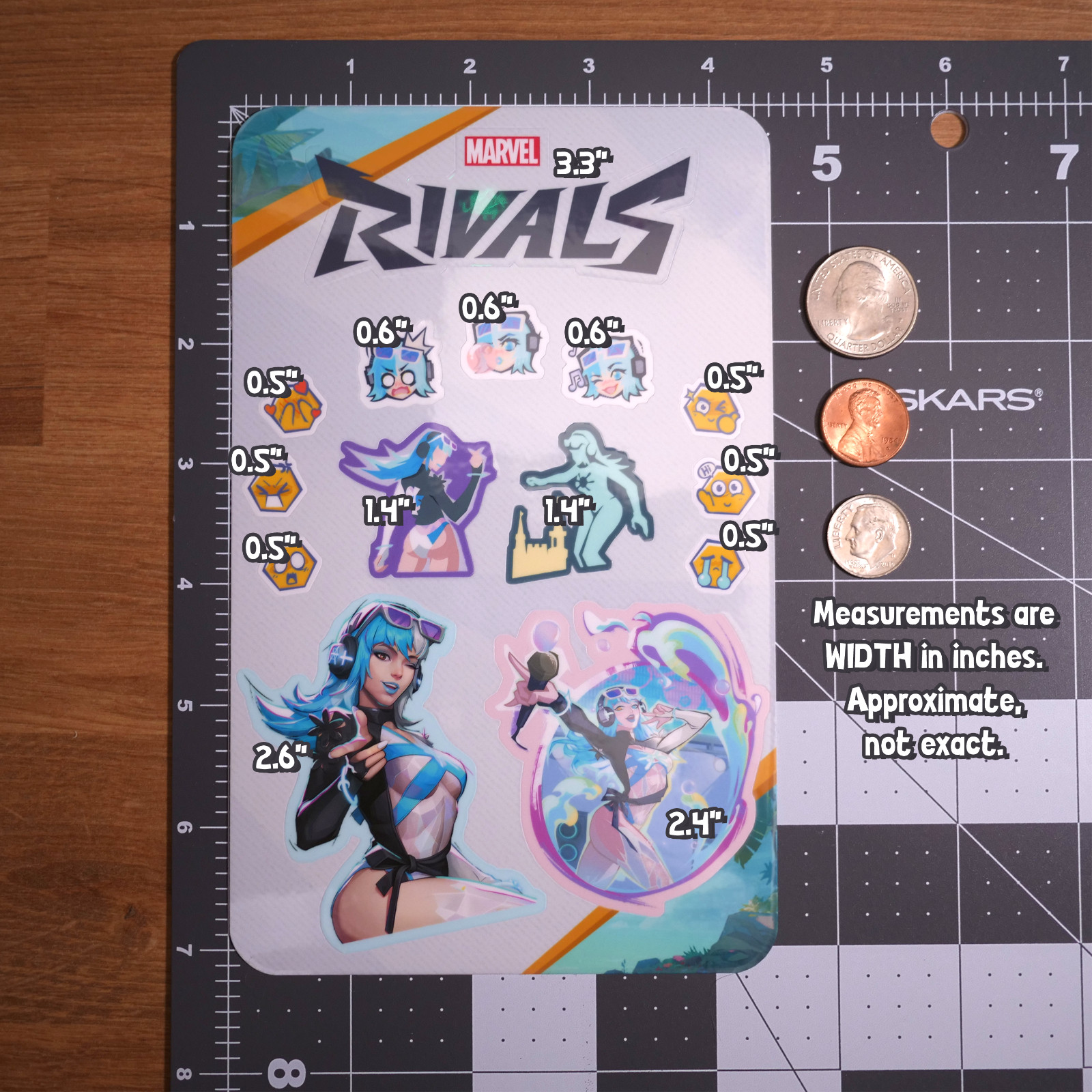 Marvel Rivals Summer Skins Sticker Sheets (Psylocke, Luna Snow, Thor, and Loki)