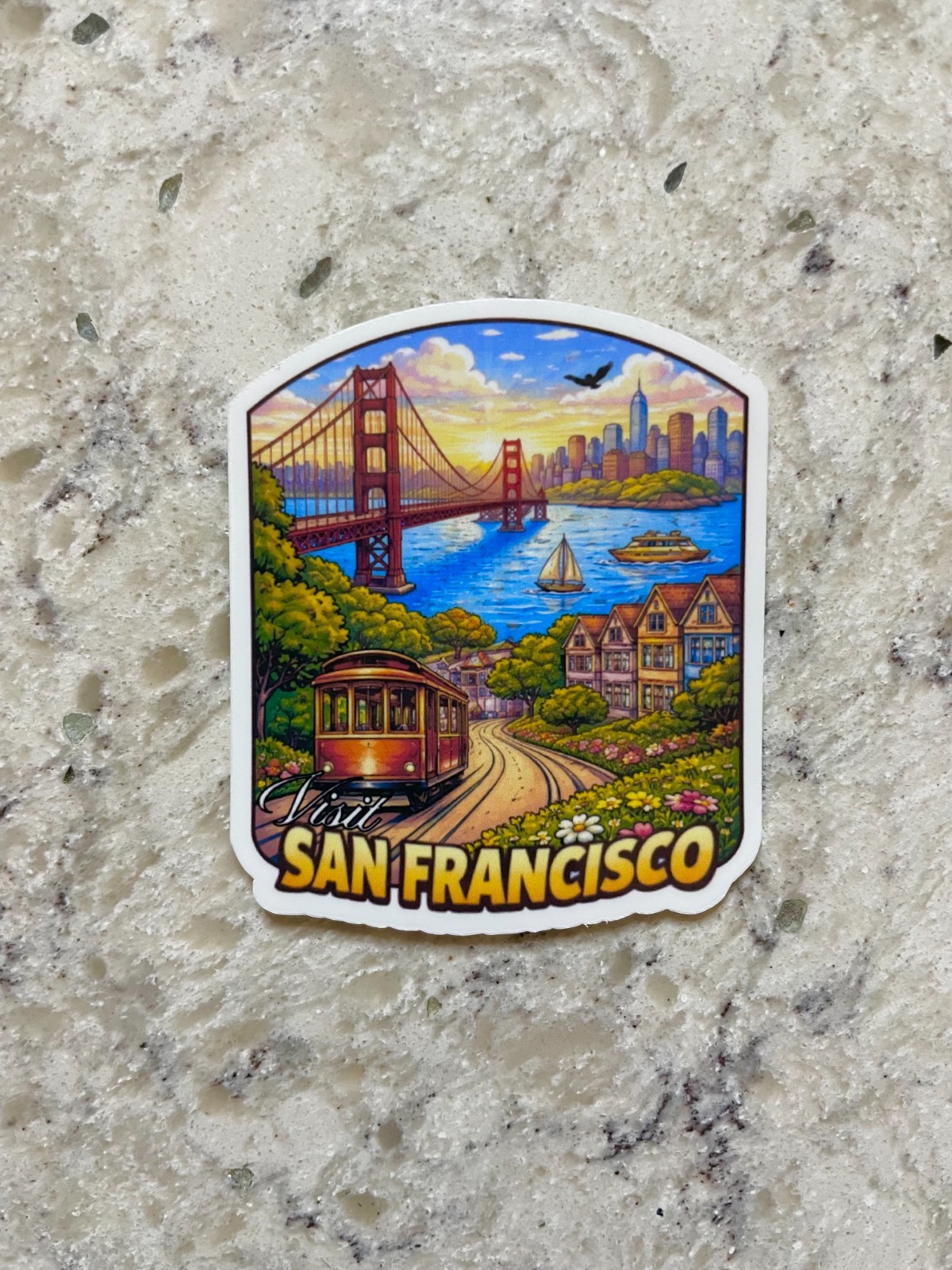 San Francisco Postcard Sticker l Gloss or Holographic l Waterproof Decal