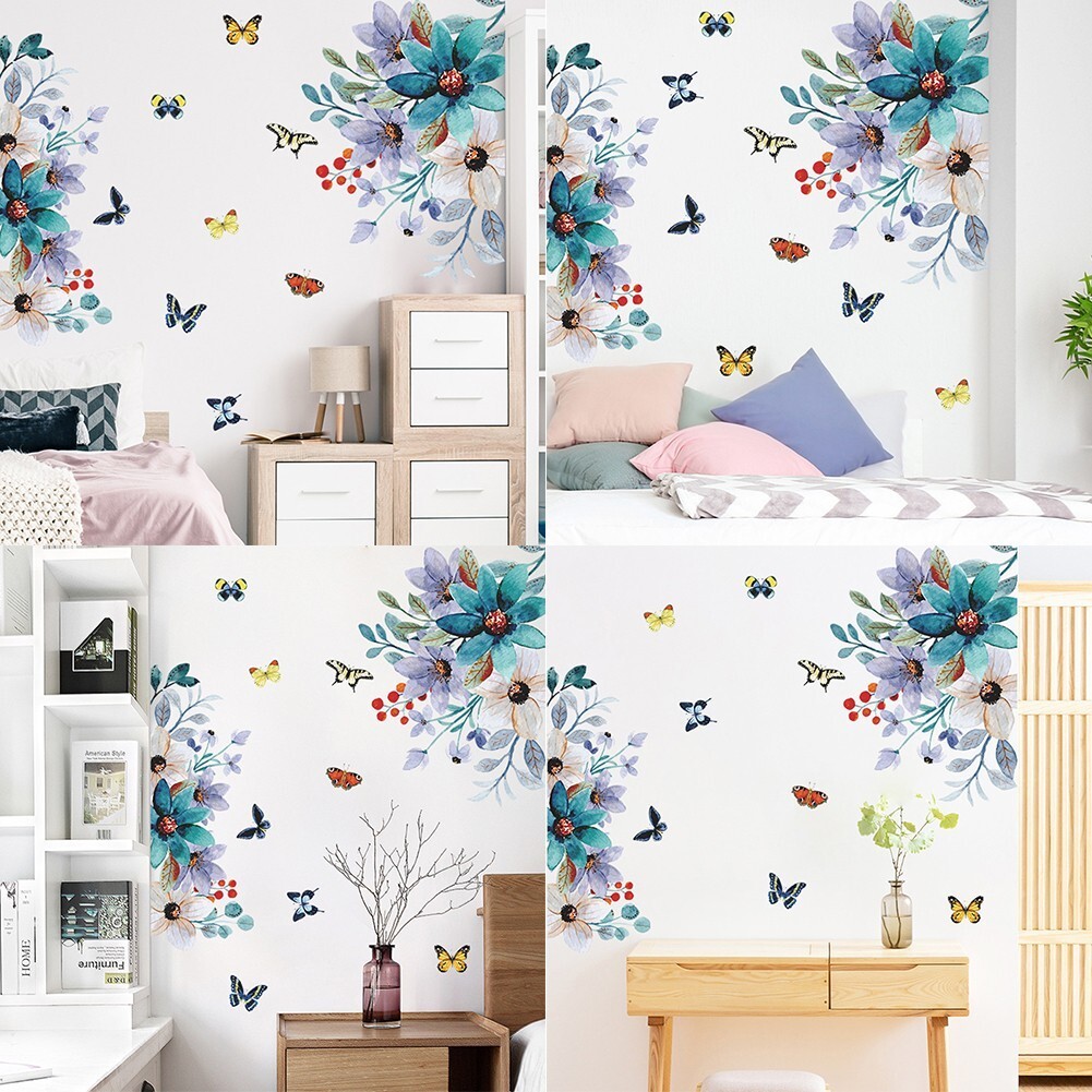 Removable Flower Lotus Butterfly Wall Stickers 3D Wall Art Decals Home-Decor