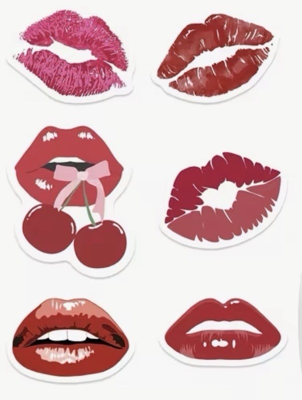 50 PACK – RED PINK LIPS 1” INCH STICKER DECAL SET LOT 50PCS KISS SEXY MOUTH