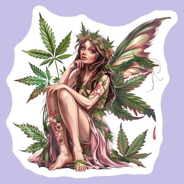 Stoner Fairy Vinyl Sticker Weed Fairy Decal 420 Marijuana Fairycore Stoner Gift