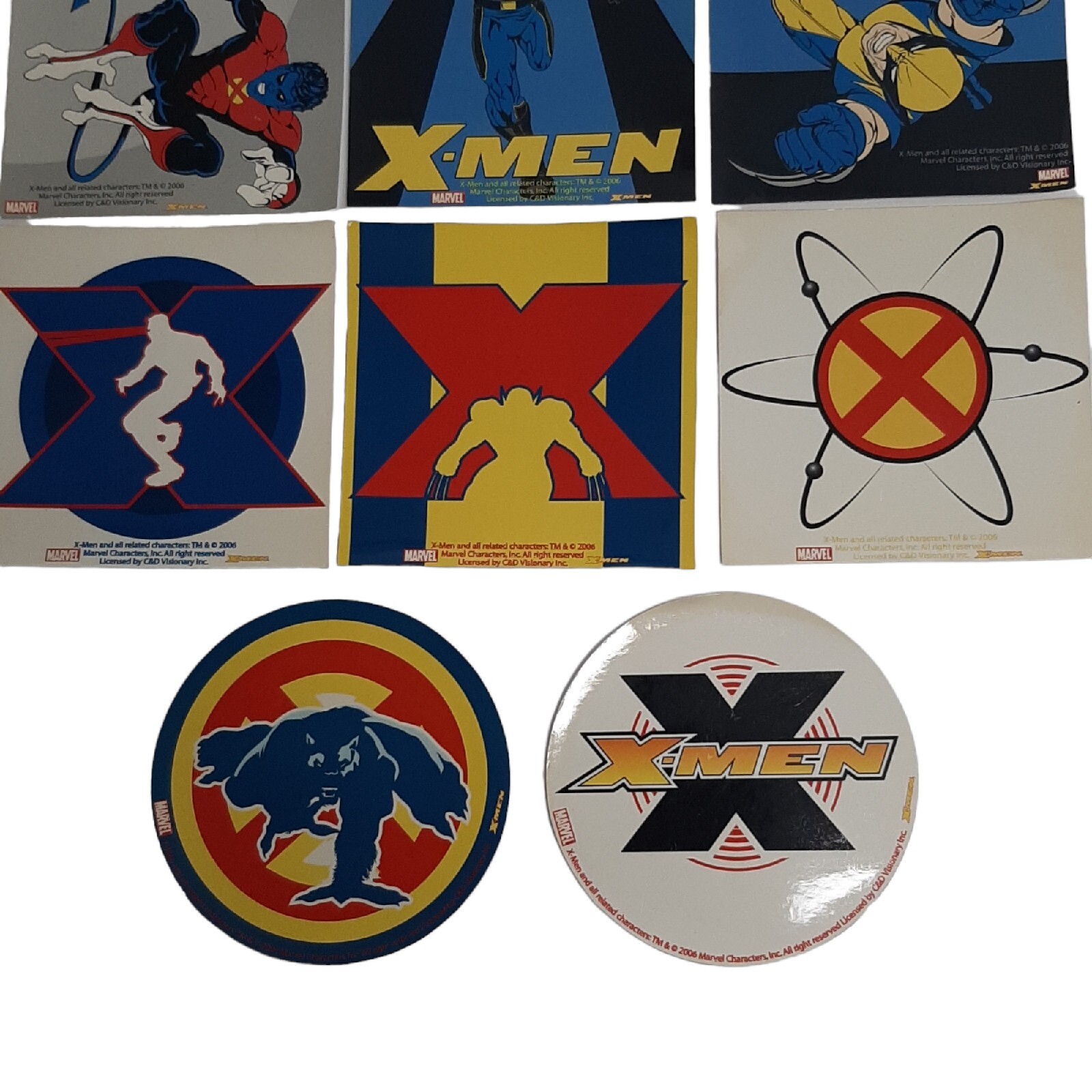 11 Marvel X-men Sticker Lot 4"x4" 9 Square & 2 Round