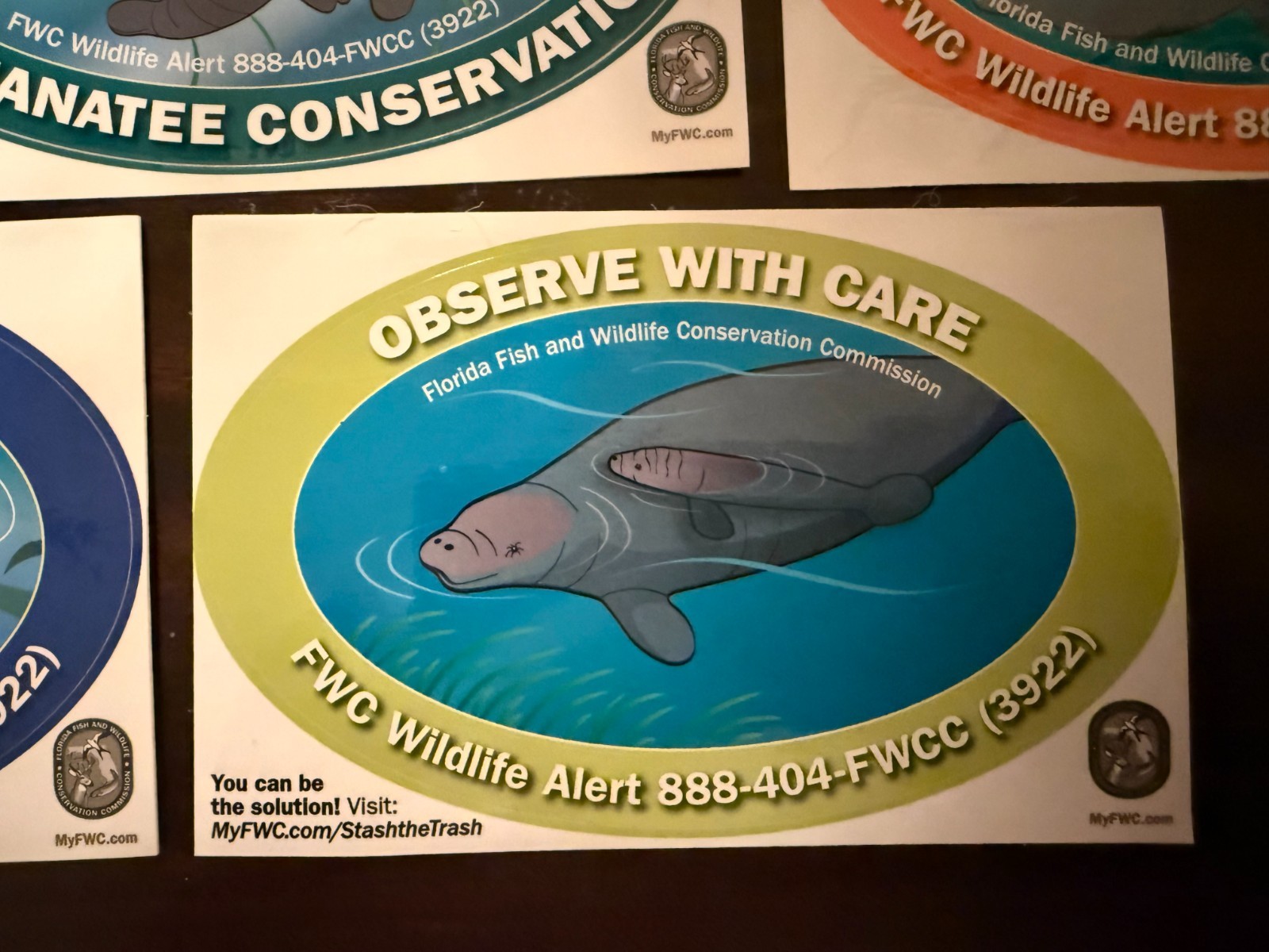 5 Turtle 5 Manatee~10 Decals Florida Fish & Wildlife Conservation Commission