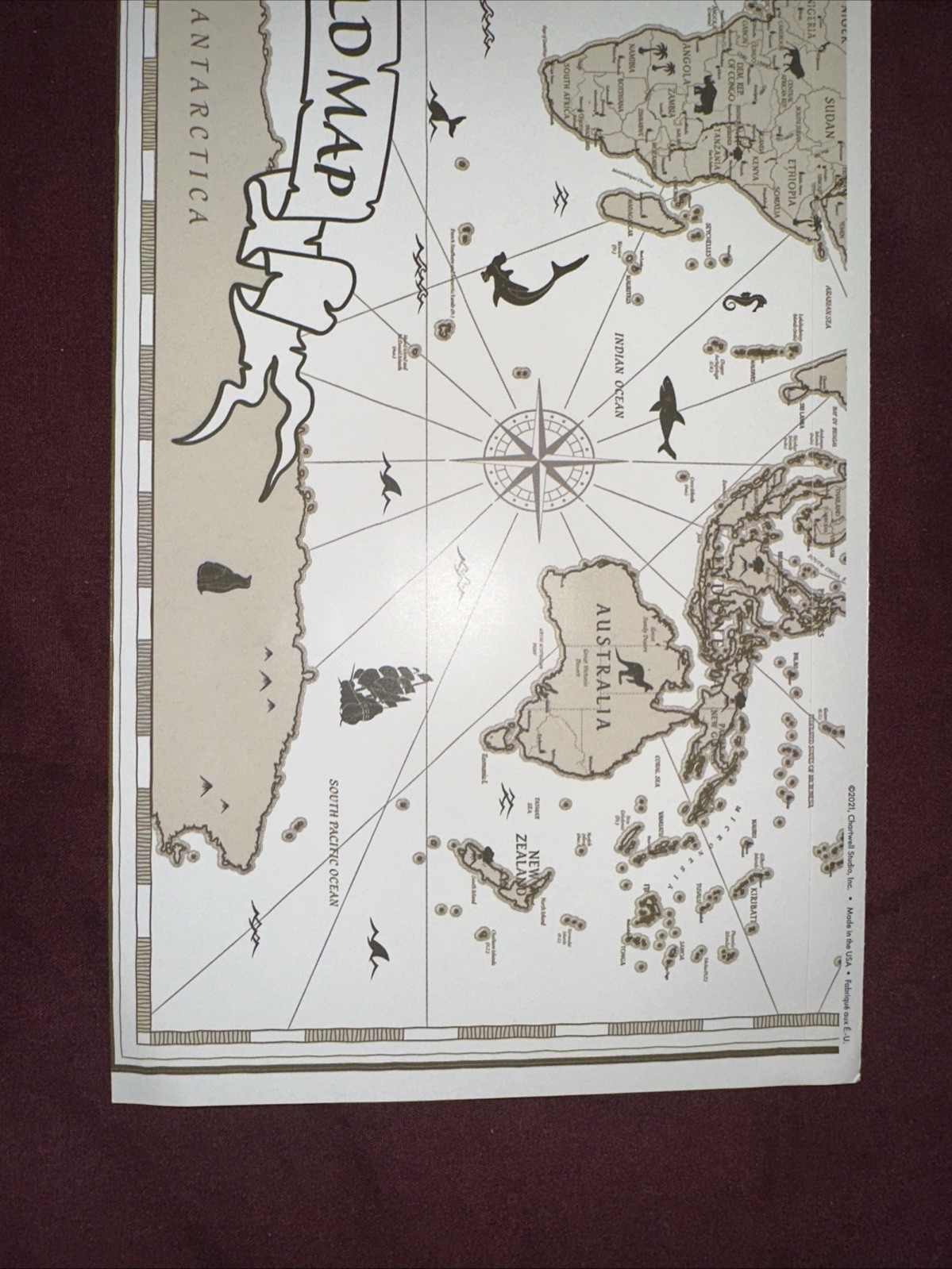 "World Map" Jumbo Removable Sticker-Main Street Wall Creations~New