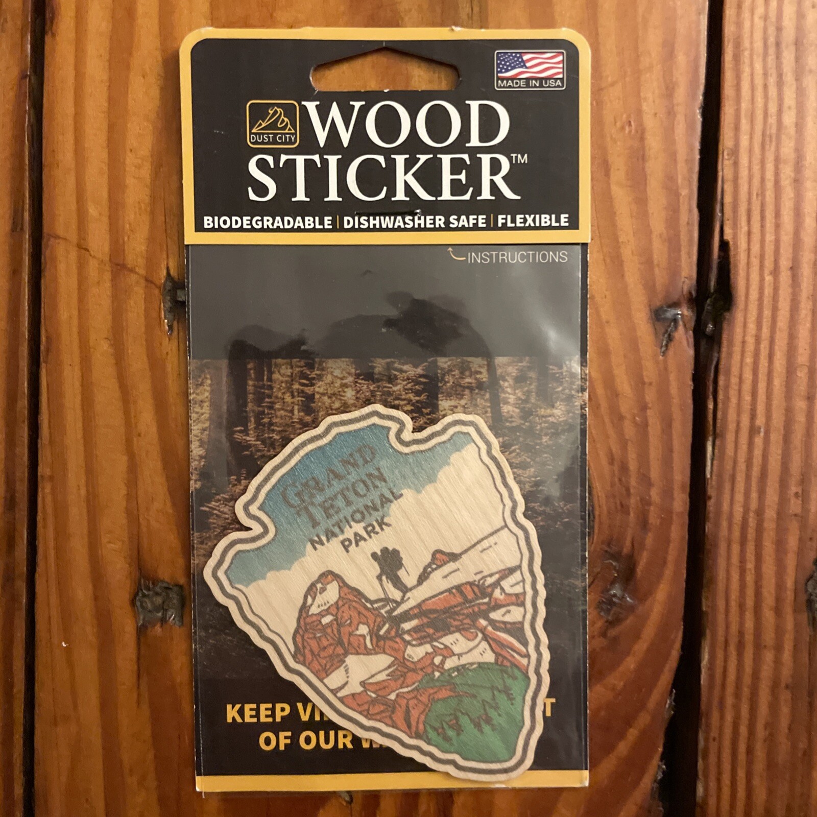 Grand Teton National Park Wood Sticker Dishwasher Safe Dust City Outdoors Hiking