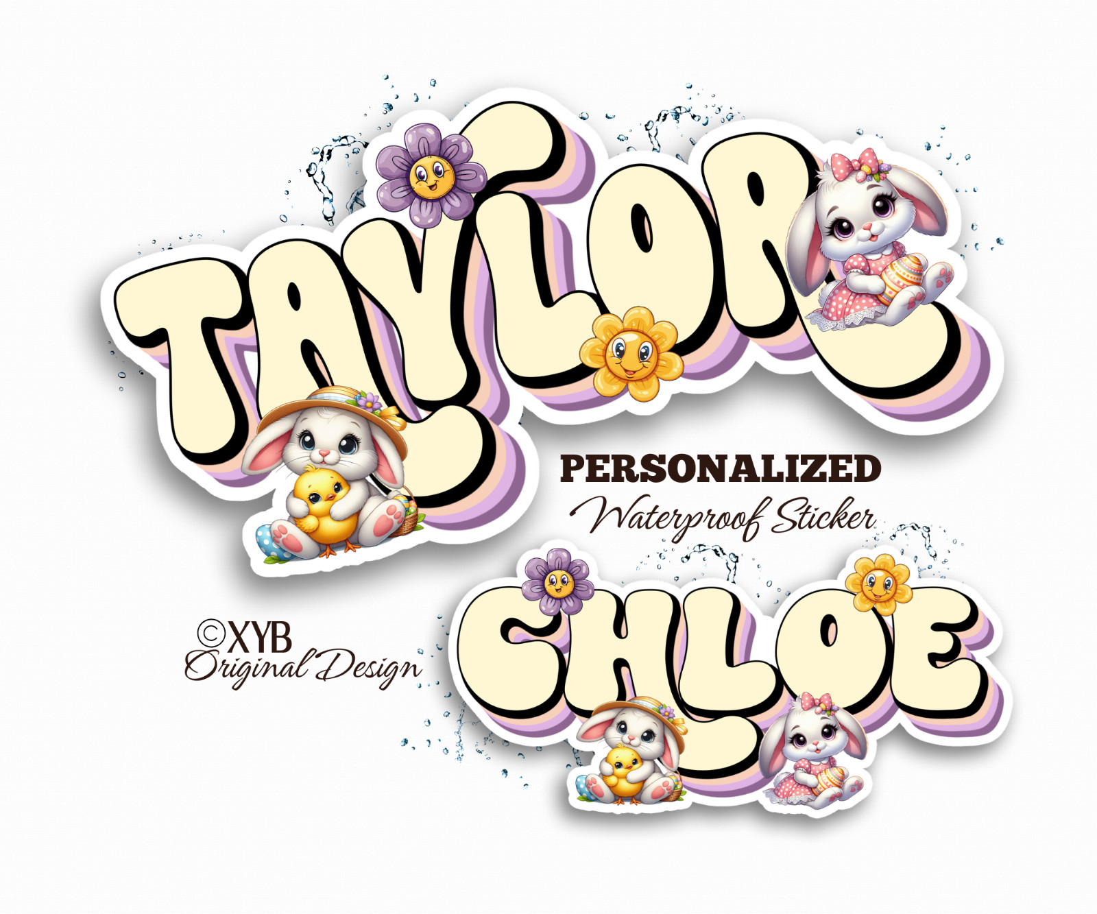 Custom Easter Name Sticker, Waterproof Vinyl Decal, Kids Gift, Laptops, Bunnie