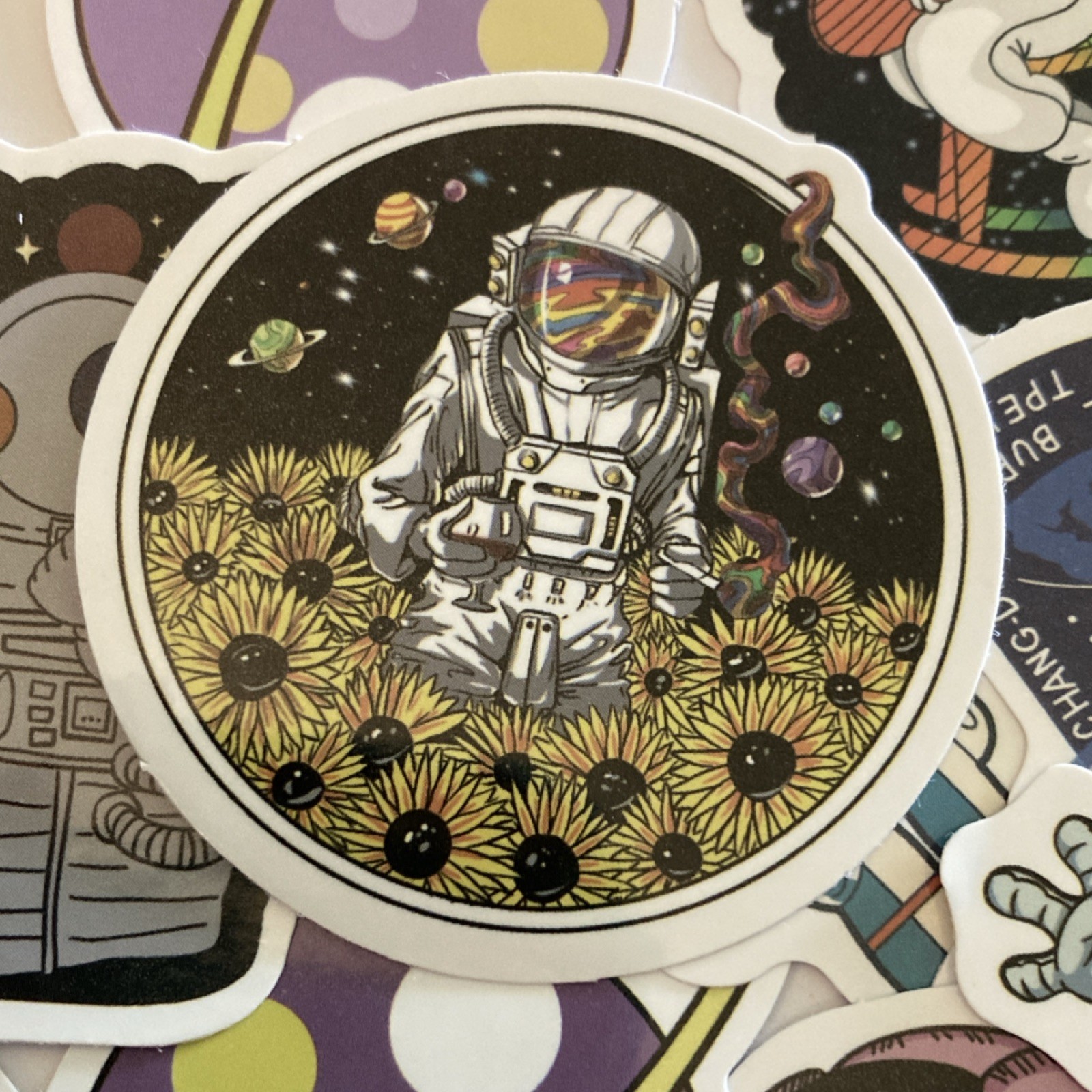 25 Assorted Space Astronaut Vinyl Stickers Set – Planets, Removable, Multicolor