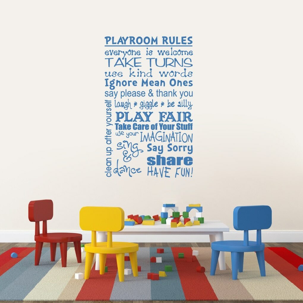 Playroom Rules Wall Decal – Kids, Playroom, Classroom, Wall Sticker, Wall Art