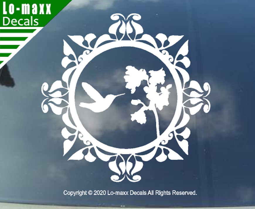 Hummingbird & Floral Art Nature Lover Beautiful High Quality Die Cut Vinyl Decal