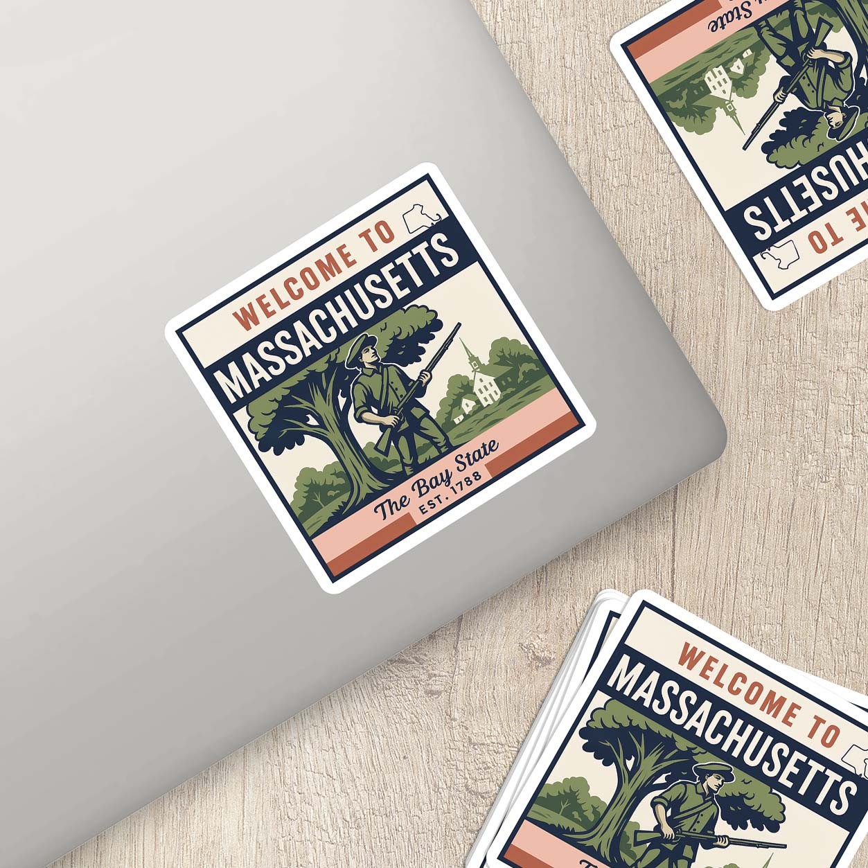 Welcome to Massachusetts Vinyl Sticker – Vintage State Travel Decal