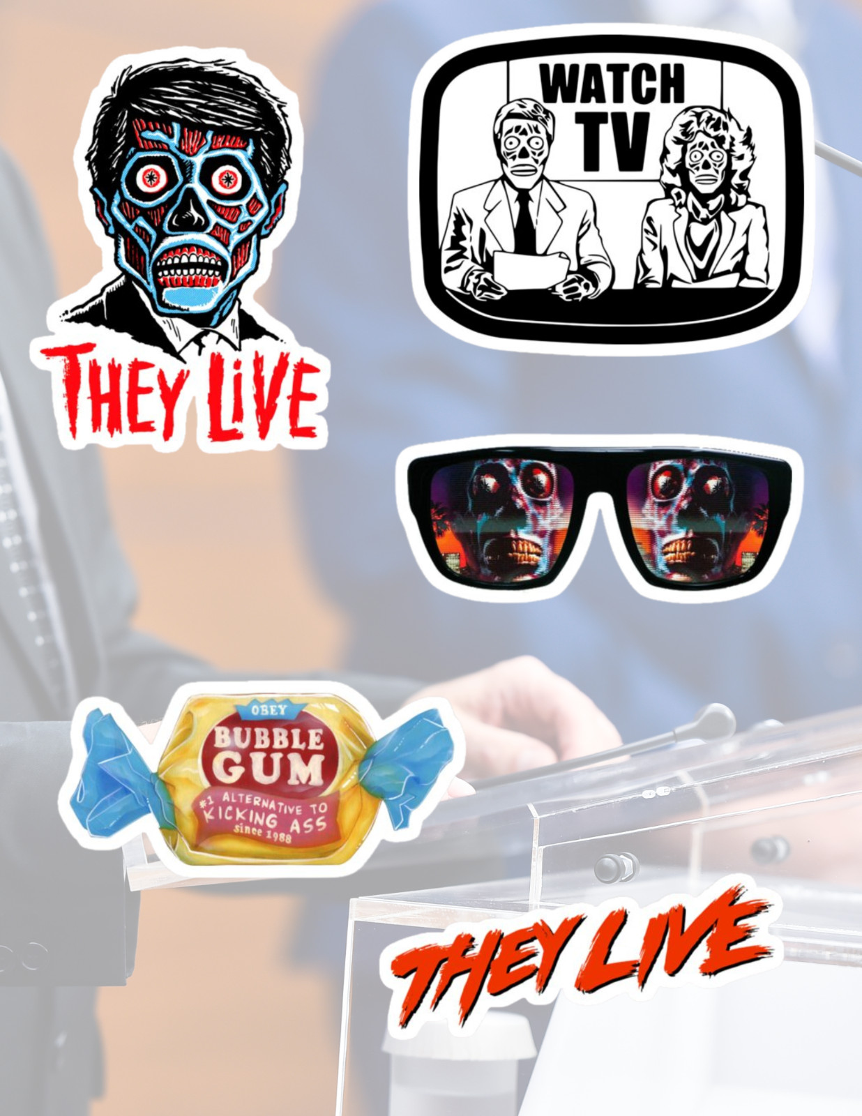 They Live Horror Movie 5pc 80s movie Sticker Pack