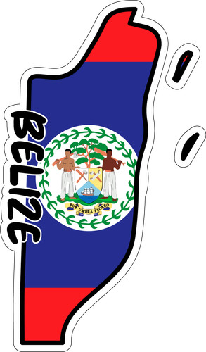 Belize Map Flag Sticker Decal