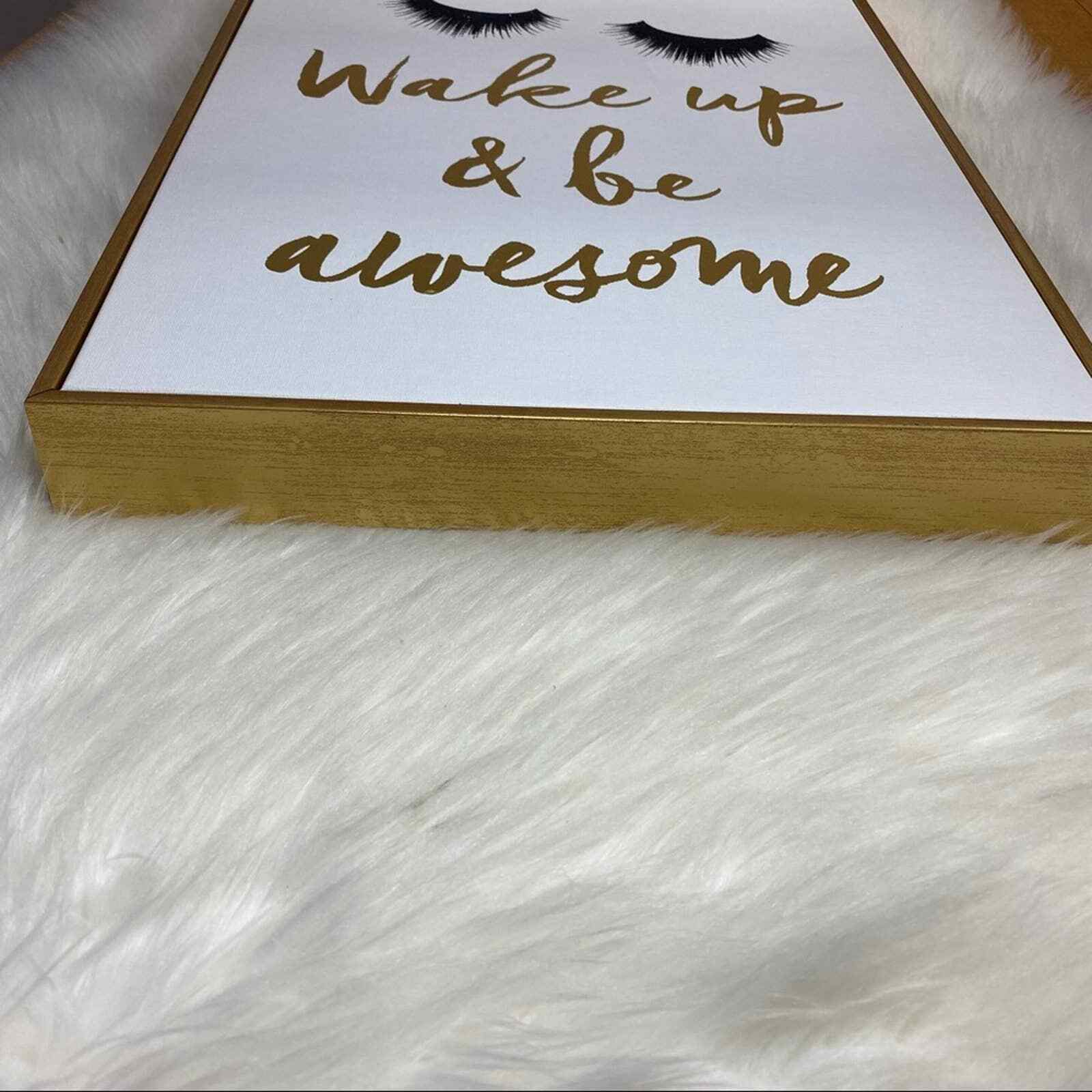 Colleen Karis Designs Wake Up & Be Awesome Canvas Glitter Printed Wall Art 16×20