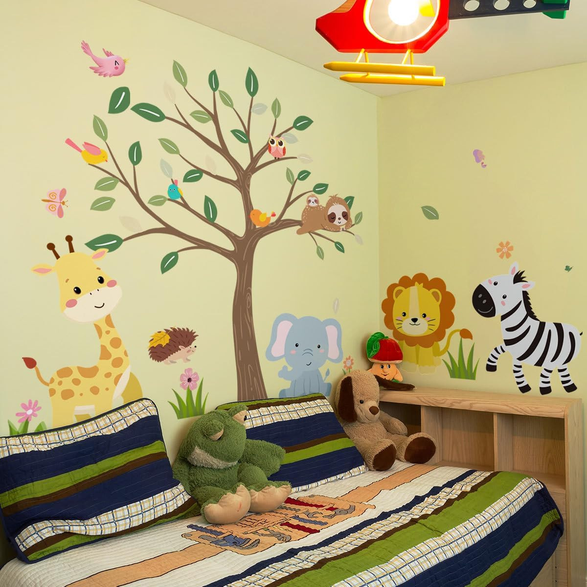 Large Jungle Animals Tree Wall Decals Safari Animals Climbing Trees Wall Sticker