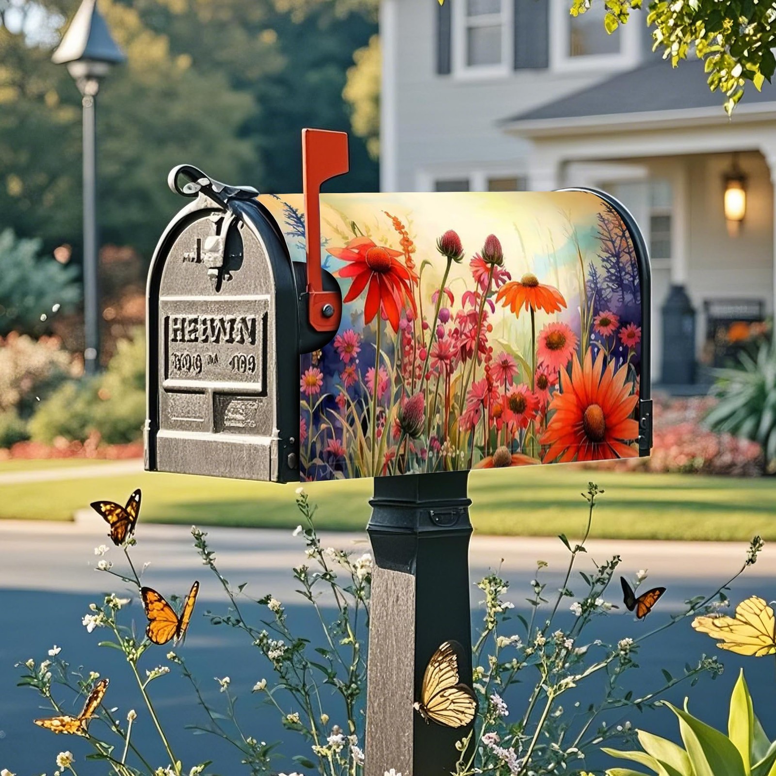 Mailbox Covers Magnetic Standard Size, Printed Floral 18 x 21 Inch, Flower
